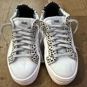 P448 Women's White and Leopard Print Sneakers NEVER BEEN WORN